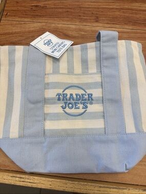 Trader Joe's Women's Blue & White Striped Tote Bag